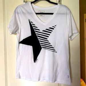 White Converse Star v-neck t-shirt L